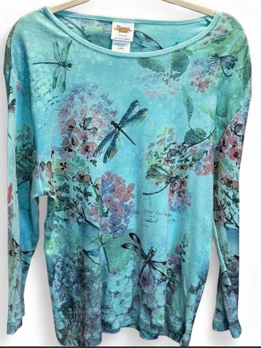 Pleasant Skirt Floral Long Sleeve Top in Blue & Pink Size Large